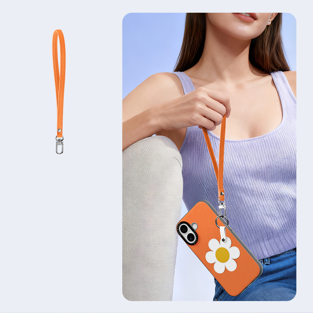 Чехол оранжевого цвета (Daisy Edition) для iPhone 17, серия Luvy Series Case (со съемным ремешком) от Dux Ducis