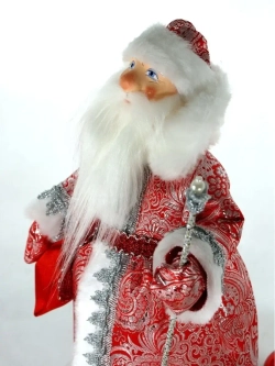 Кукла фарфоровая Дедушка Мороз в парчовой шубе под елку
