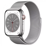 Apple Watch Series 8, 41мм, из стали серебристого цвета, миланский сетчатый браслет