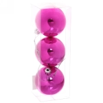 Новогодние шары 6 см (набор 3 шт) «Глянец», фуксия