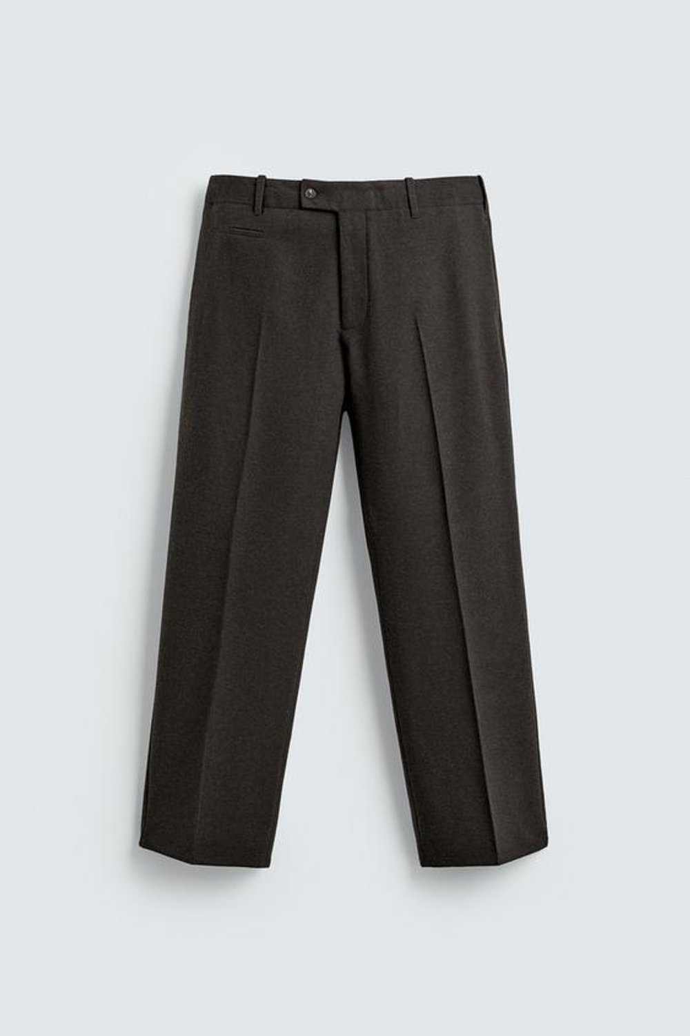 ZARA БРЮКИ REGULAR FIT ИЗ ФЛАНЕЛИ, КОРИЧНЕВЫЙ