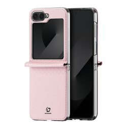 Чехол из кожи розового цвета от Dux Ducis для Samsung Flip6 и Flip7 FE (W25), серия Bril Series Case