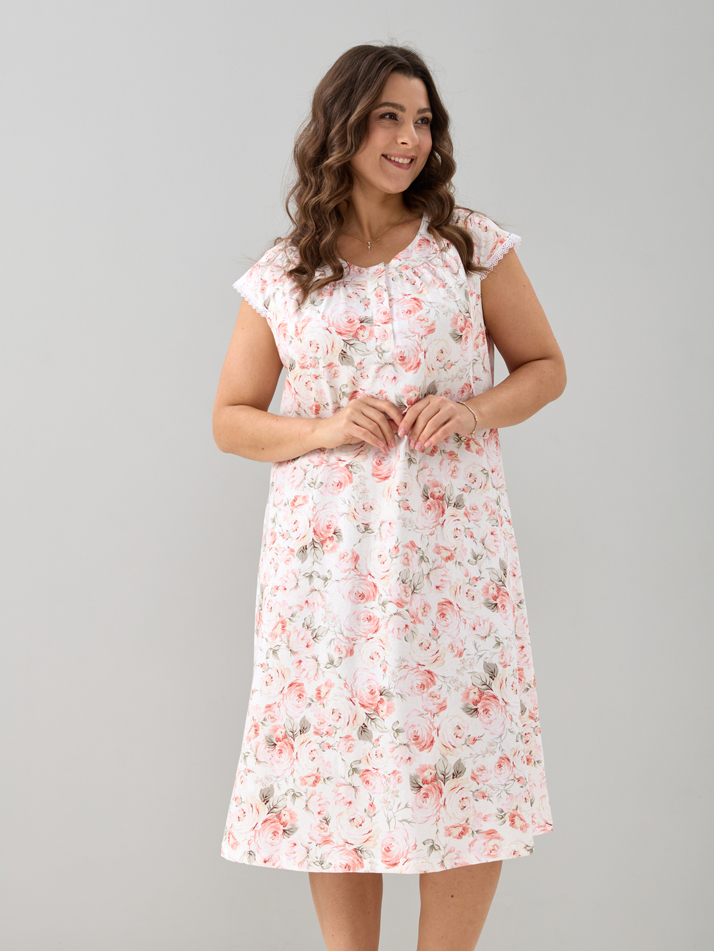 Ночная сорочка С-007/персиковый-розы