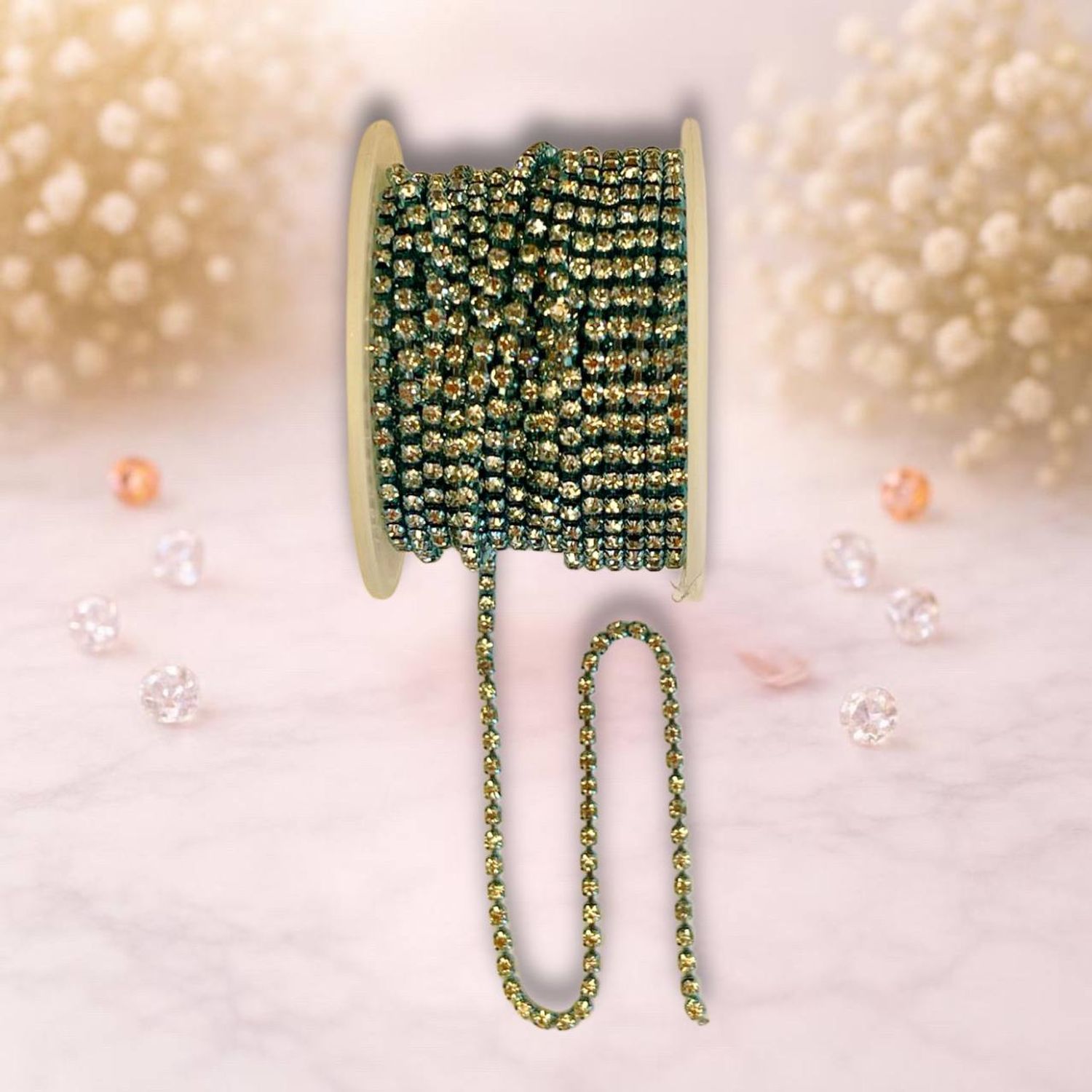 стразовая лента 3мм ,белый-голубой  (1м)