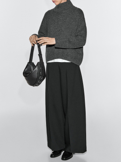 Massimo Dutti Сумка из кожи наппа с люверсами, черный