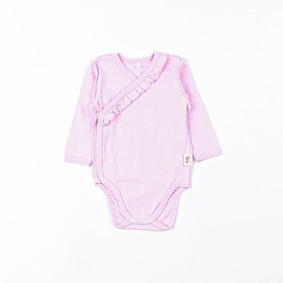 Long-sleeved kimono bodysuit with ruffles 3-18 months - Marshmallow