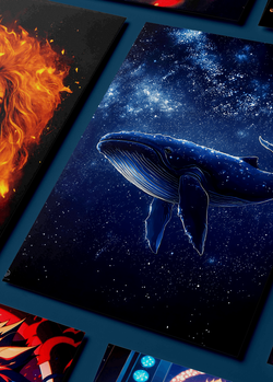 Картина на стену на металле от MetallSubArt "Киты"