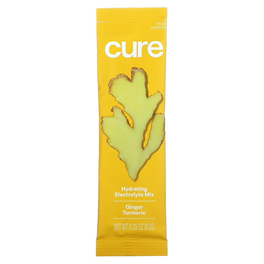 Cure Hydration, увлажняющая смесь электролитов, со вкусом имбиря и куркумы, 14 пакетиков по 8,3 г (0,29 унции) каждый
