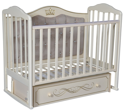 Кроватка детская Антел Алита 777 маятник универсальный, мягкая спинка слоновая кость
