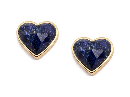 Серьги-гвоздики "Сердце" 10,5мм, лазурит