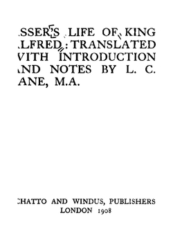 Asser's Life of King Alfred | John Asser
