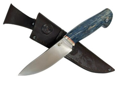 Нож кузница Семина Кайман, сталь D2,мельхиор,рукоять из стабилизированной карельской березы