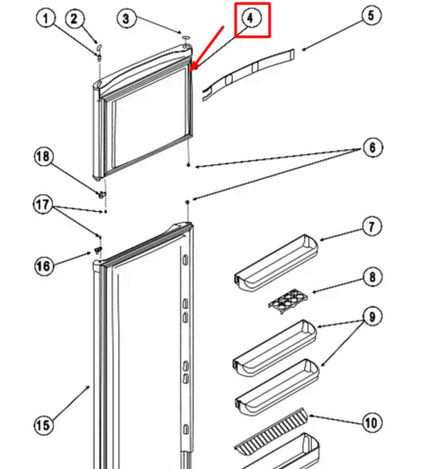 Уплотнитель двери морозильной камеры для холодильника Indesit (Индезит) - 296714
