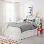 Каркас кровати с ящиками - IKEA BRIMNES/LÖNSET/LONSET, 160х200 см, белый, БРИМНЭС/БРИМНЕС/ЛОНСЕТ ИКЕА
