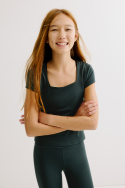 H&M Спортивный топ с квадратным вырезом DryMove™, темно-зеленый