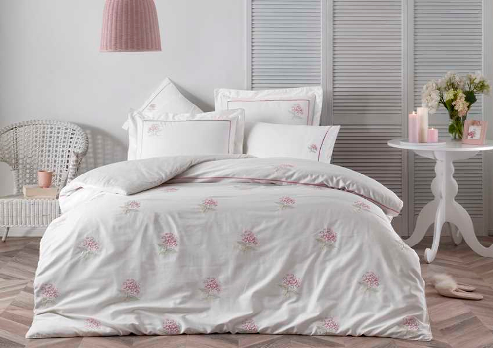 Постельное белье 2 спальное евро Tivolyo home Ortanca розовое