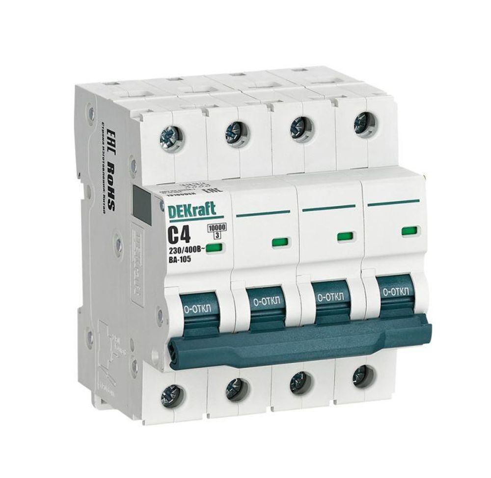 Выключатель автоматический модульный 4п C 4А 10кА ВА-105 DEKraft 13186DEK