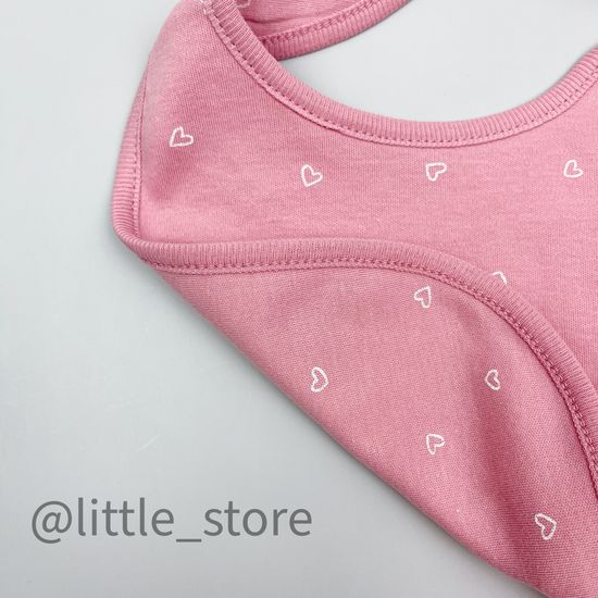 Нагрудник хлопковый "Кошечки и цветочки" розовый зефир