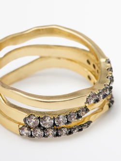 Massimo Dutti Кольцо со стразами, золотистый