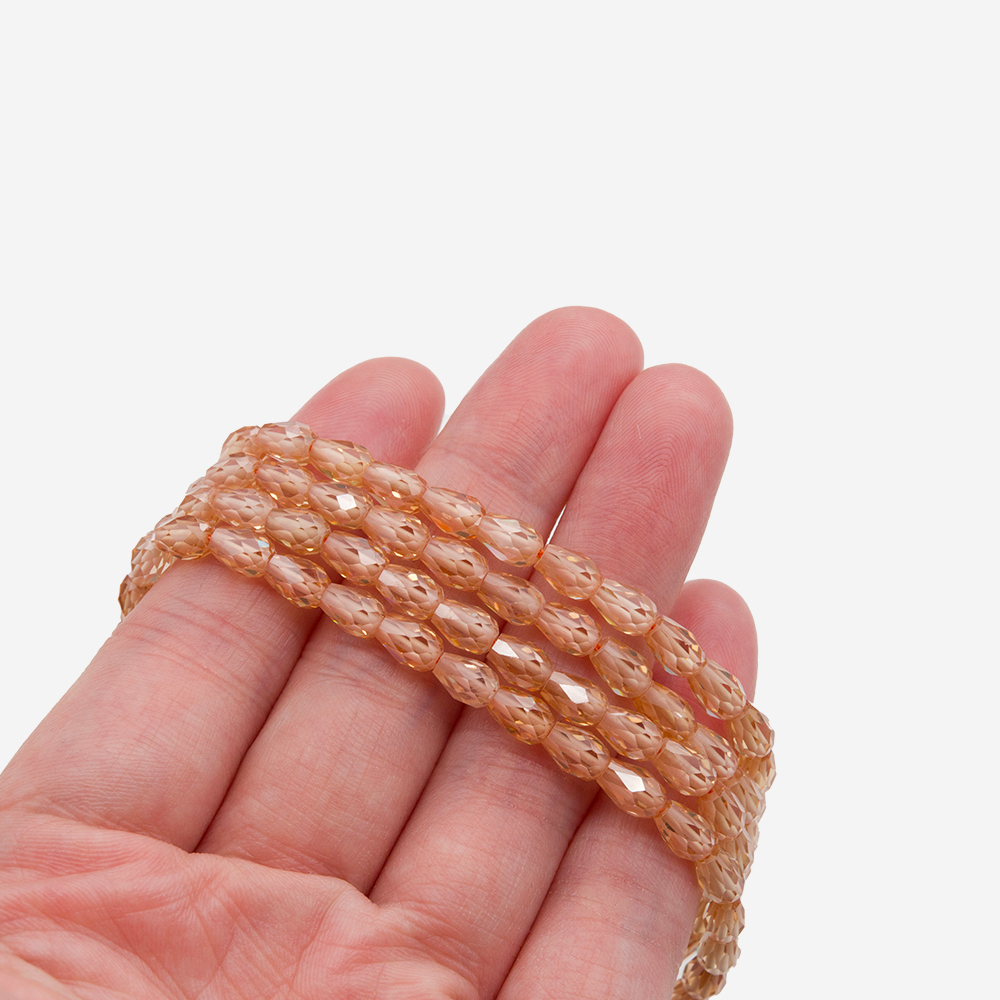 Фианиты, оттенок "Шампанское", бриолетт 4,4*6мм