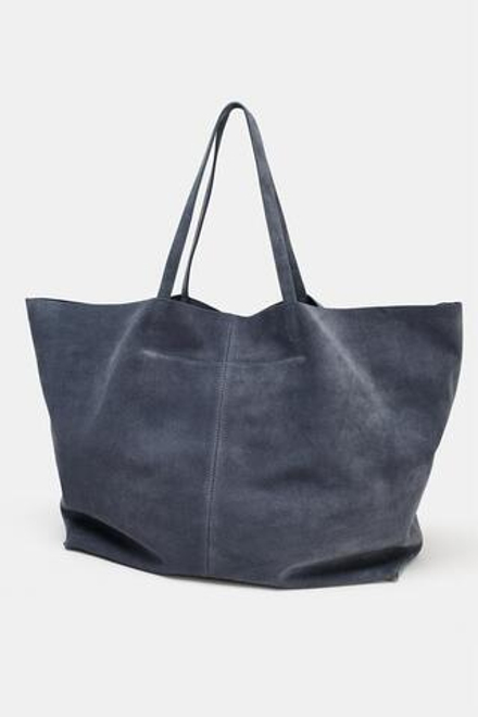 ZARA ЗАМШЕВАЯ СУМКА-ШОПЕР MAXI, СИНИЙ