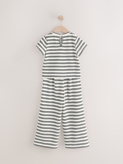 Футболка и брюки широкие в комплекте для девочки Next AL0-675, Белый, Черный