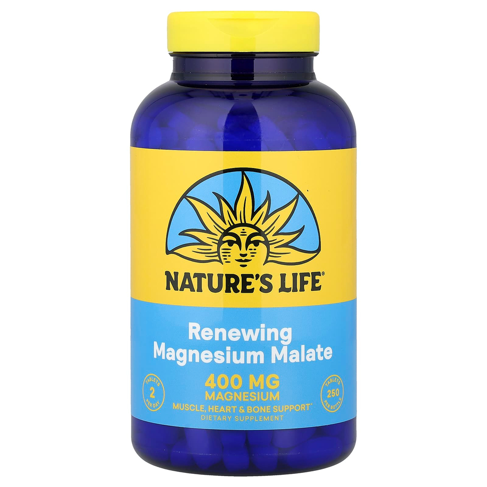 Nature's Life, восстанавливающий малат магния, 250 таблеток (200 мг в 1 таблетке)