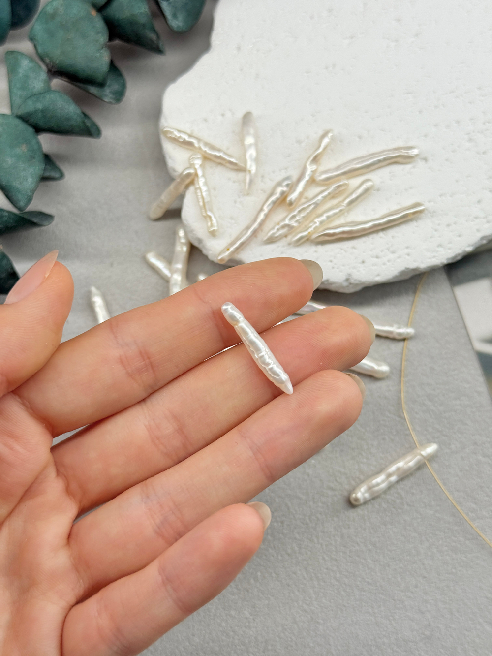 Натуральный жемчуг бива, кремовый, 30*4 (примерно) штука