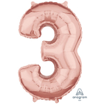 Шар фольгированный Цифра 3 66 см (Розовое Золото)