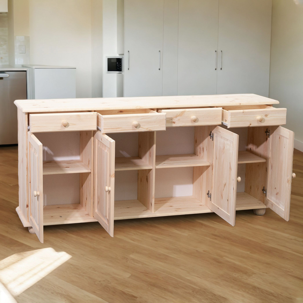 Тумба, 174х39х81, Лена, для кухни, для одежды, с ящиками, 4 двери из массива дерева, Dipriz