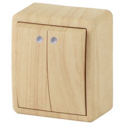 Выключатель ЭРА Эксперт 11-1205-11 двойной с подсветкой 10АХ-250В IP20 ОУ сосна