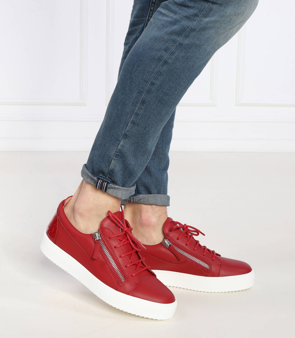 Кожаные кроссовки logoball/slogan lav Giuseppe Zanotti - красный(RM30036)