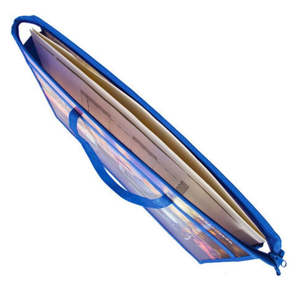 Папка для рисунков и чертежей А3, с ручками, 1 отделение, пластик, цветная печать, молния сверху, BRAUBERG, "Ретро", 228199