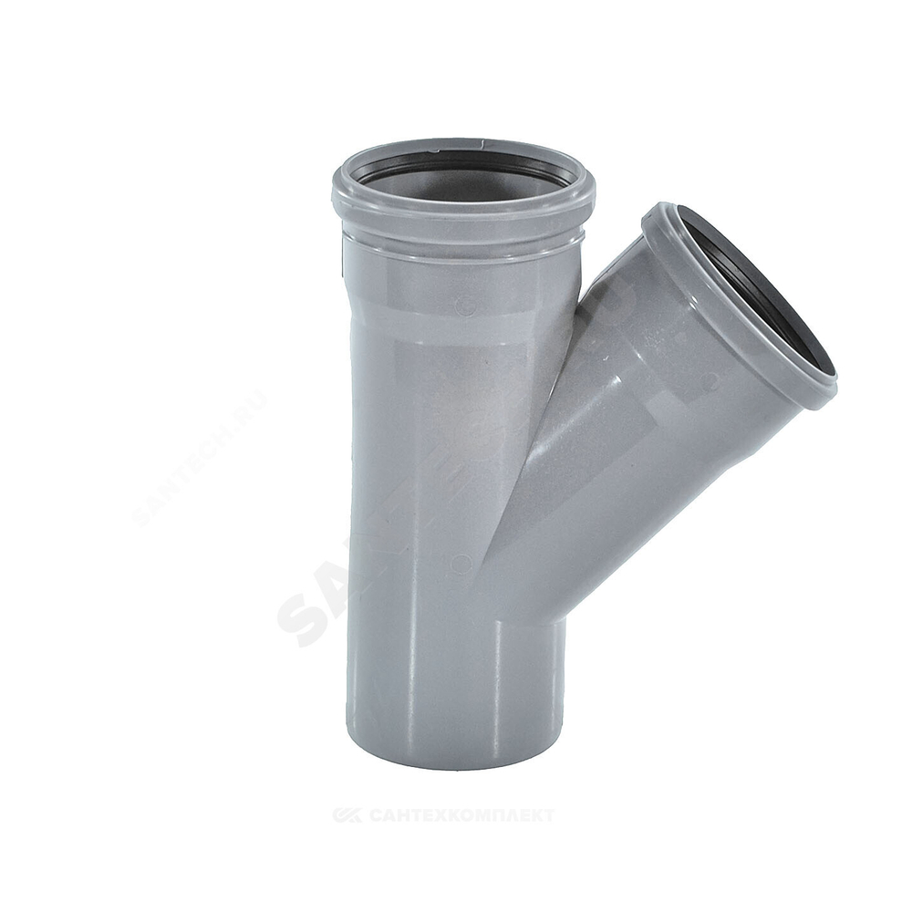 Тройник PP-H серый BASE Дн 40х40х45гр б/нап в/к VALFEX 22040040
