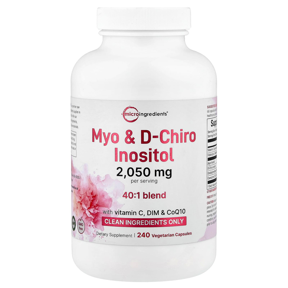 Micro Ingredients, Myo D-хироинозитол, 240 вегетарианских капсул