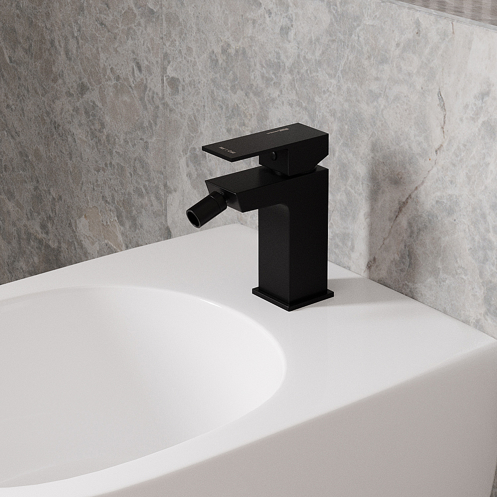 Инсталляция для биде со смесителем WasserKraft Naab 86BDT.050.BL.SQ2006 черная панель/смеситель черный Soft-touch
