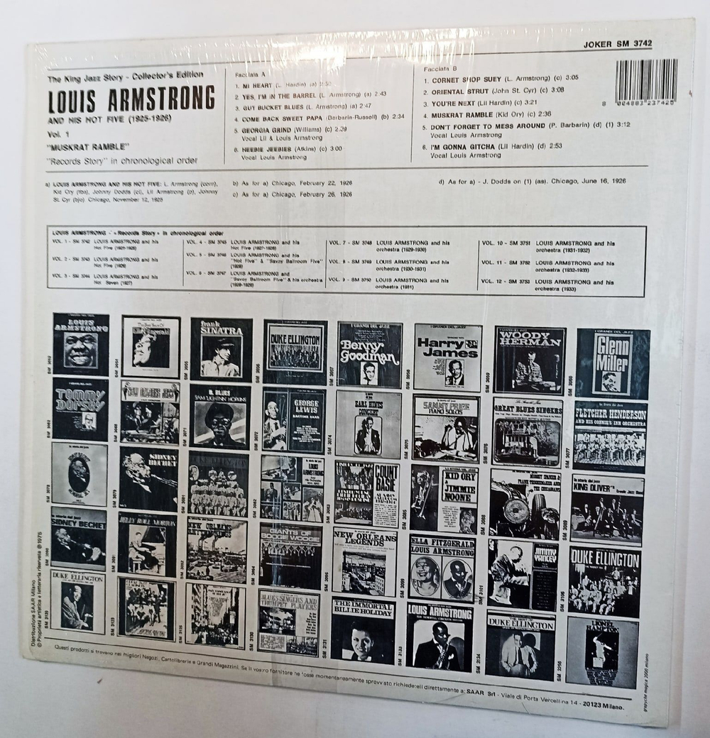 Винтажная виниловая пластинка Louis Armstrong And His Hot Five Muskrat Ramble 1925 1926  (Italy 1983)