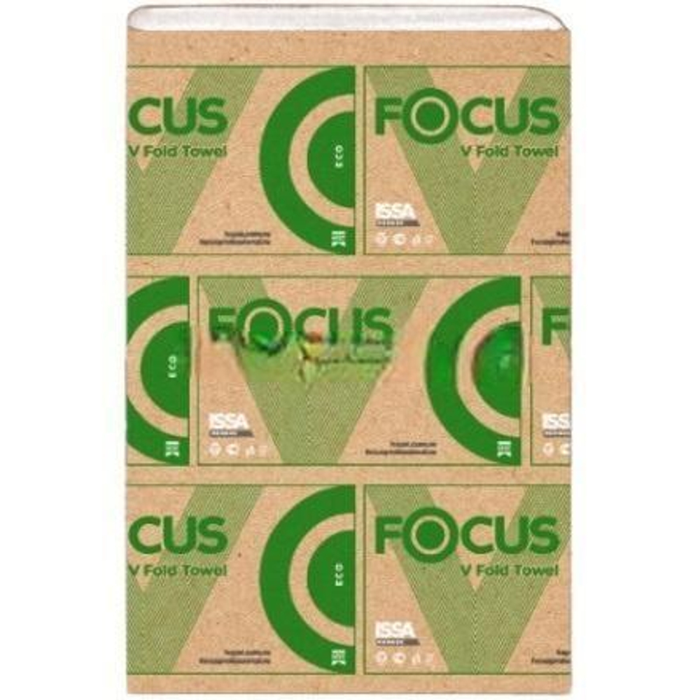 Полотенца бумажные V-сложение 1сл. (250 л.) FOCUS ECO (1/15 пачек) 5049978