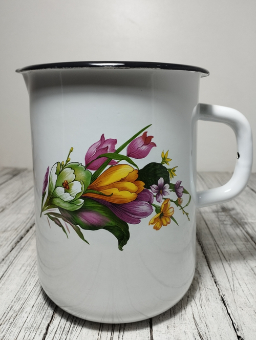 Кувшин 2 л эмаль со сливом с рисунком Крокусы 0110-1/4