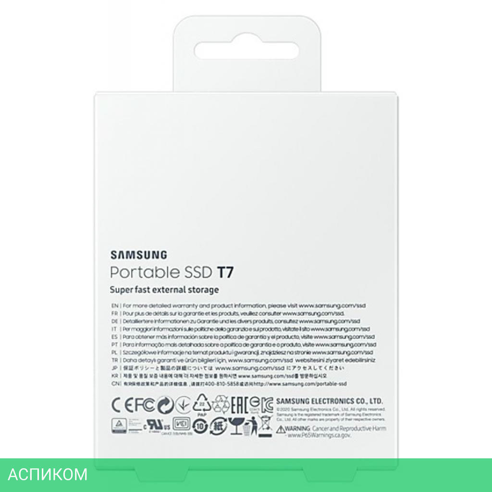 Внешний накопитель Samsung T7 Touch USB3.2 2 TБ черный (MU-PC2T0T/WW)
