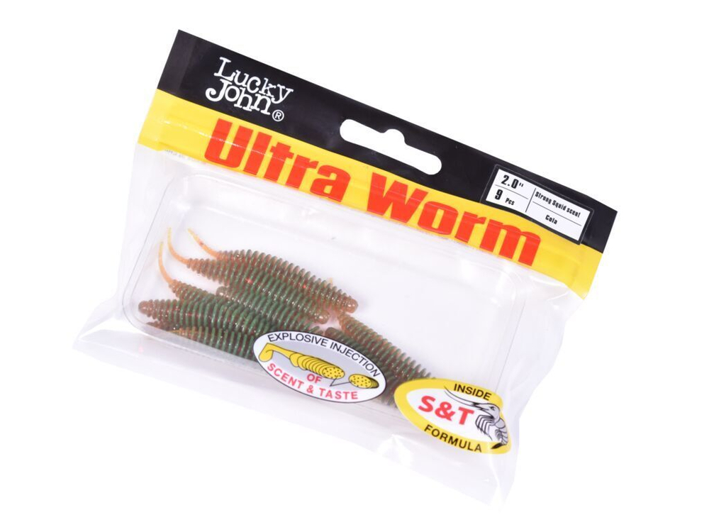 Слаги съедобные искусственные Lucky John TRICK ULTRAWORM 2in (50 мм), цвет PA16, 9шт.