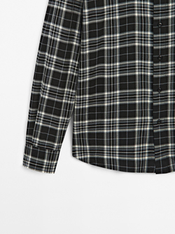 Massimo Dutti РУБАШКА ИЗ СМЕСОВОГО ХЛОПКА В КЛЕТКУ, ЧЕРНЫЙ