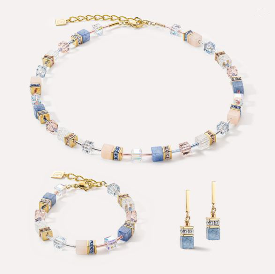 Колье Coeur de Lion Light Blue 4605/10-0720 цвет голубой, розовый, белый