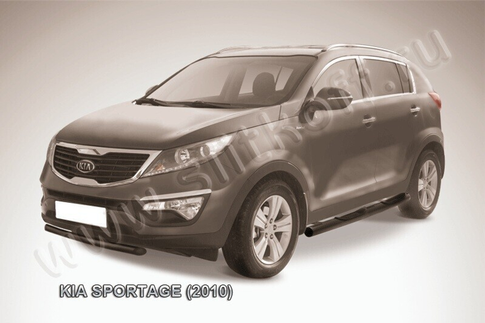 Защита переднего бампера (нержавейка) Kia Sportage (2010-2016) d57 короткая (черный)