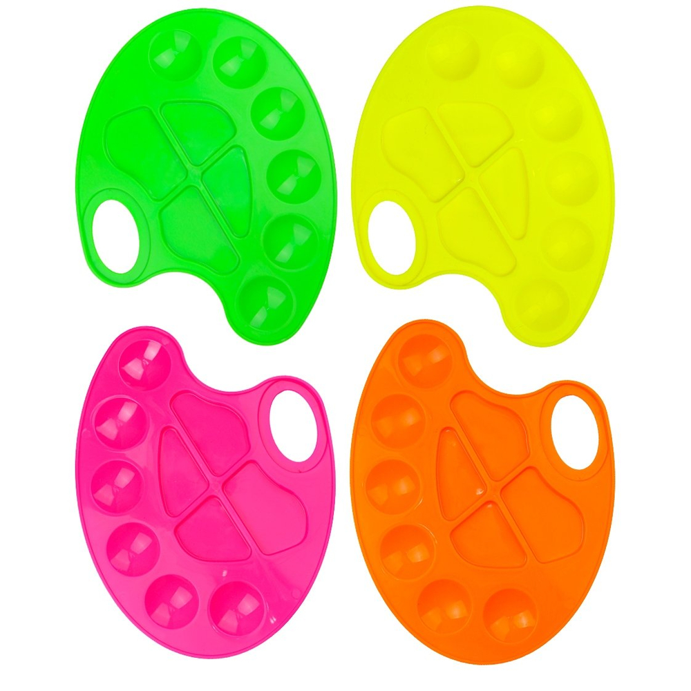 Палитра Проф-Пресс, 15х20 см, 10 ячеек, овальная, пластик, флуоресцентная, ассорти