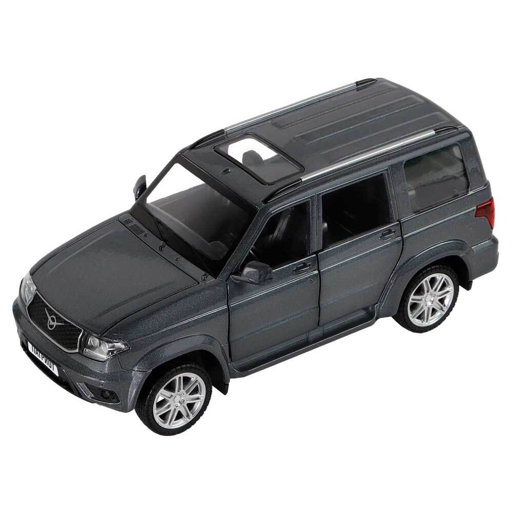 Модель 1:26 УАЗ "PATRIOT" темно - серый металлик, откр. 4 двери. капот, задняя дверка, свет, звук, и
