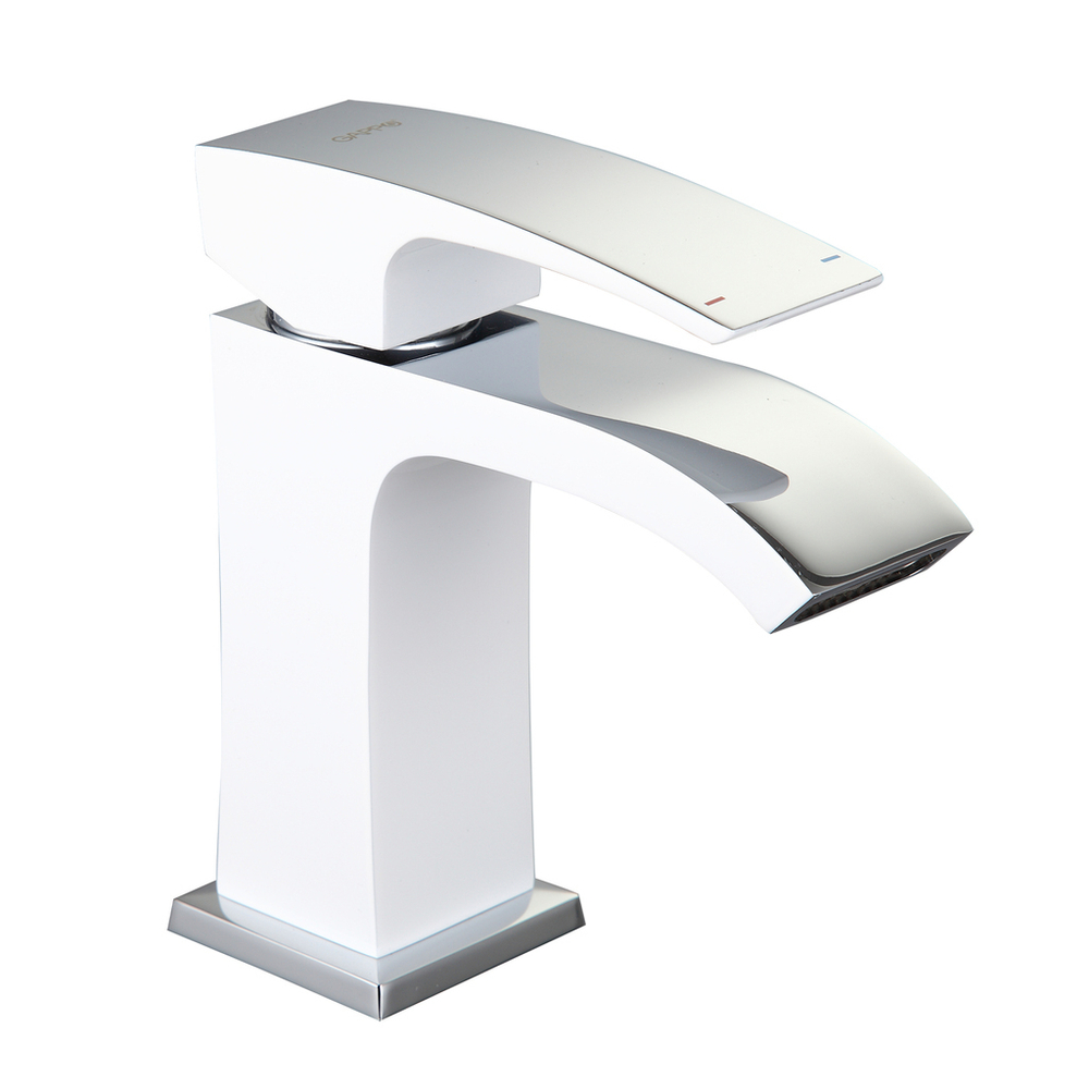 Смеситель для раковины 35к G1007-8 GAPPO литой, п/гайку, БЕЛЫЙ-Хром