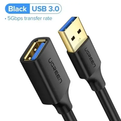 Удлинитель кабеля USB 3.0 Ugreen US129 30127 USB-A 3.0(M) to USB-A 3.0(F) 3 м, преимум качество, черный
