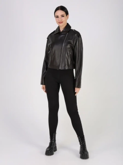 Кожаная куртка демисезонная косуха оверсайз
