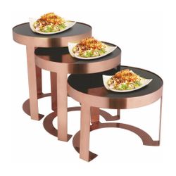 Подставка фуршетная стойка d 26 см h28 см круглая Copper металл + блюдо черное акрил P.L. Hotelware